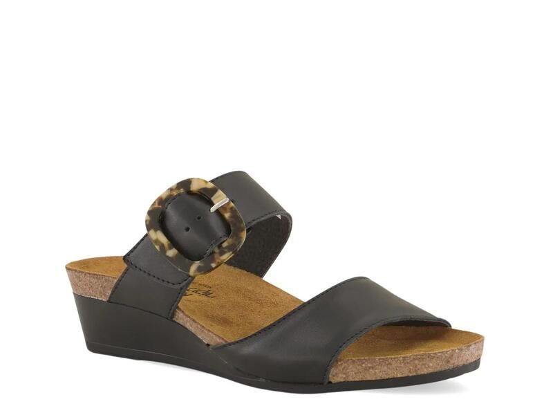 ナオト レディース シューズ サンダル Naot Kingdom Wedge Sandal Black Leather ブラック
