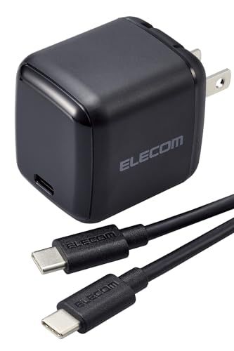エレコム 充電器 65W USB PD対応 Type-Cケーブル付属 (2m) 小型 Type-C 1ポート PPS対応 GaN II採用 PSE認証 ブラック 【iPhone 16 15 iPad Macbook 等対応】 EC-AC876 2bd96594