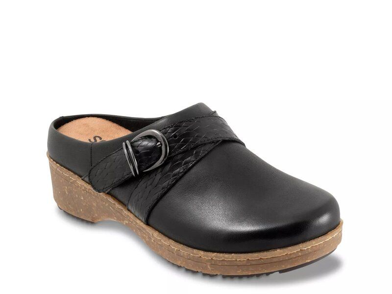 ソフトウォーク レディース シューズ サンダル Softwalk Asmara Clog Black Leather ブラック