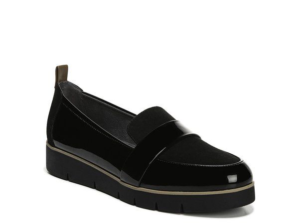 ドクター・ショール レディース シューズ スリッポン・ローファー Dr Scholls Webster Wedge Loafer Black Faux Patent Leather ブラック