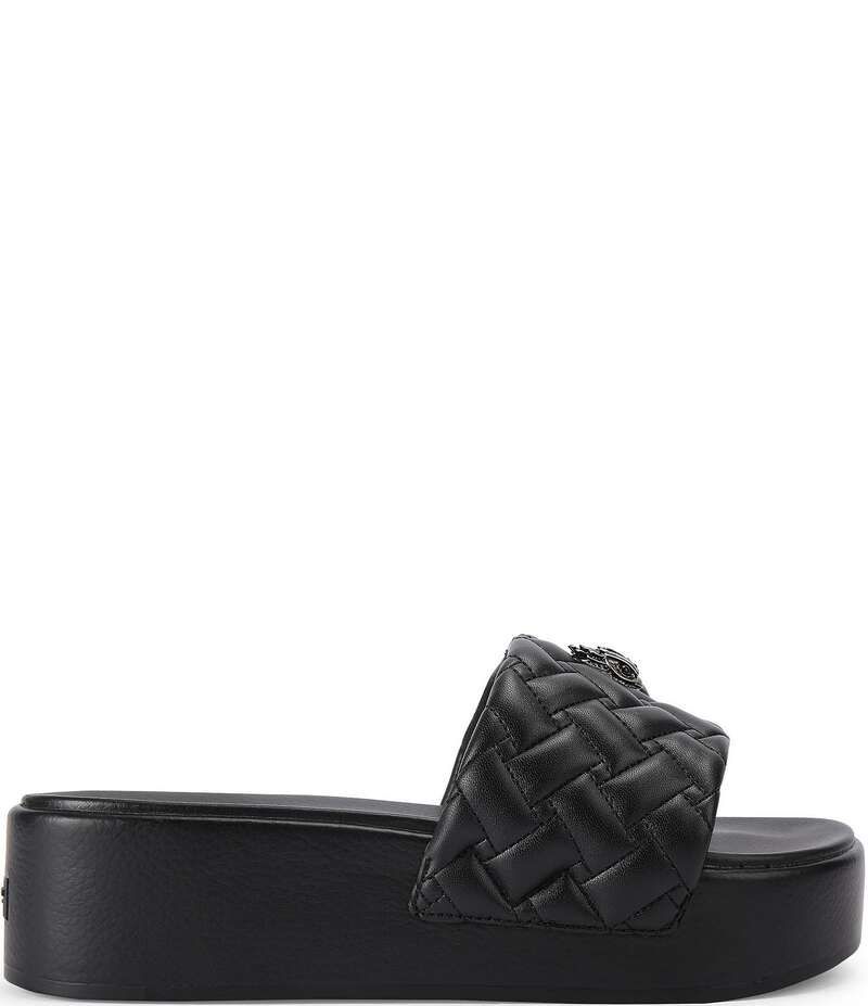 カートジェイガーロンドン レディース シューズ サンダル プラットフォーム キルティング ロゴ Kurt Geiger London Meena Quilted Logo Eagle Ornament Platform Slides Black ブラック