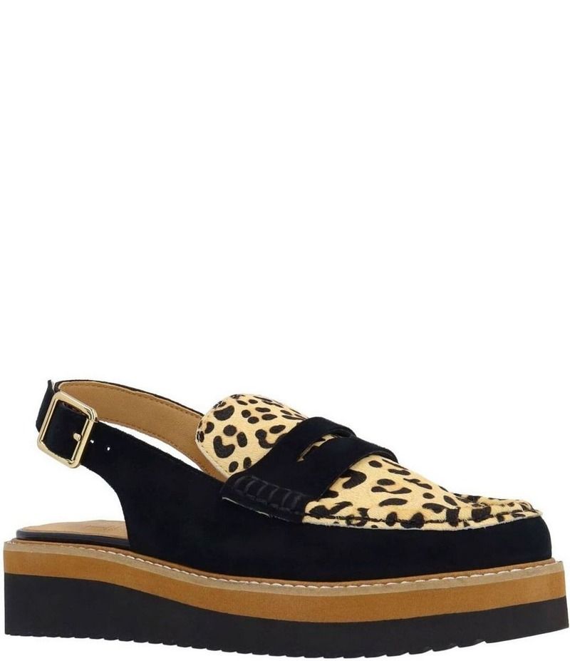 ラモールドピード レディース シューズ オックスフォード プリント スエード ローファー LAmour Des Pieds Zuree Suede Leopard Print Calf Hair Slingback Penny Loafers BlackBro