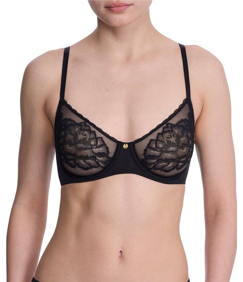 ナトリ レディース アンダーウェア ブラジャー Natori Flora Unlined Balconette Underwire Bra Black ブラック