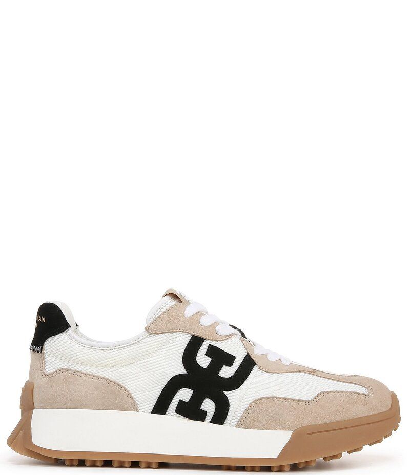 サムエデルマン レディース ボトムス カジュアルパンツ メッシュ スニーカー スエード レース Sam Edelman Langley Suede and Mesh Lace Up Retro Sneakers WhiteTanBlack ホワイト