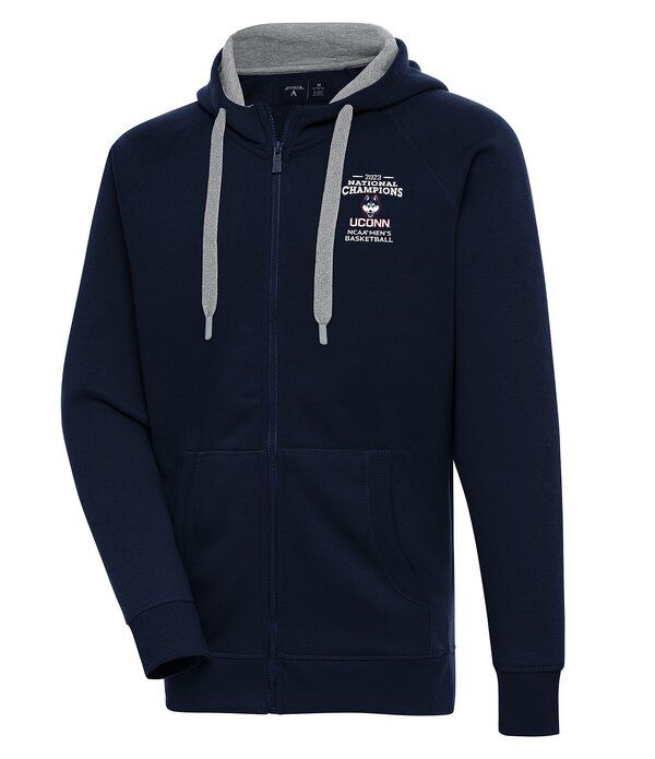 アンティグア メンズ アウター パーカー・スウェット Antigua NCAA Basketball UCONN Huskies 2023 National Champions Victory FullZip Hoodie Navy ネイビー