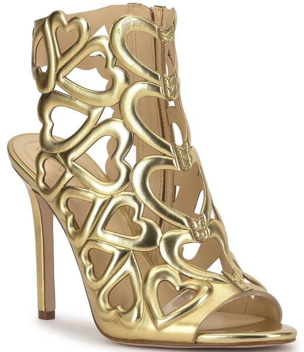 ジェシカシンプソン レディース シューズ ヒール カットアウト サンダル Jessica Simpson Jalina Caged Heart Cut Out Dressandals Gold ゴールド