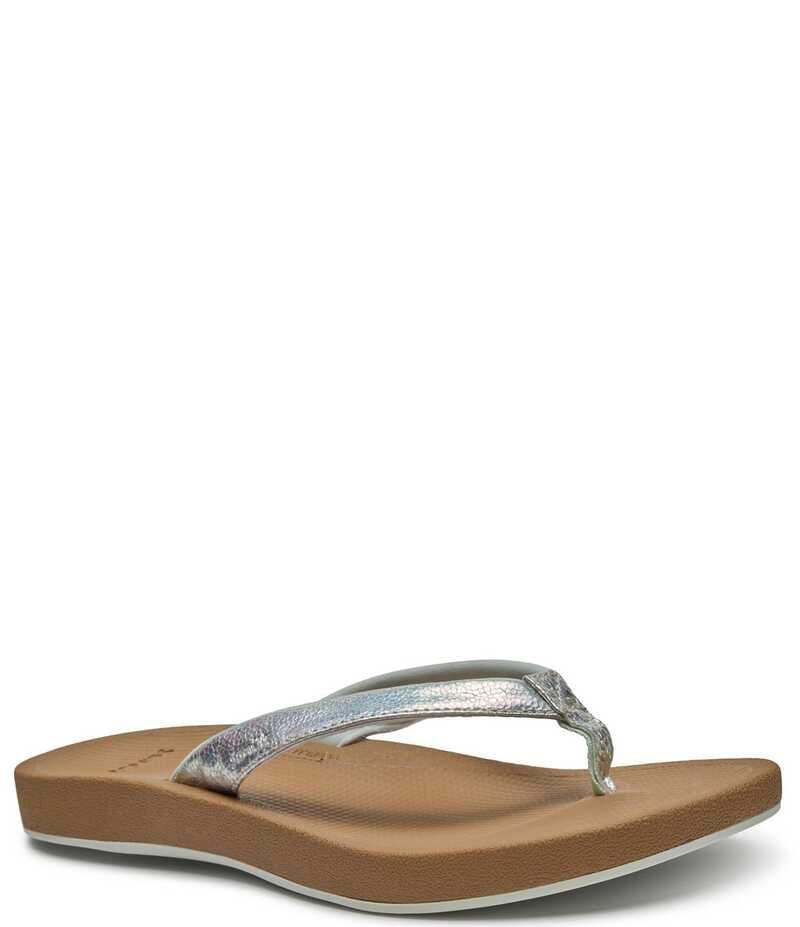 サヌーク レディース シューズ サンダル Sanuk Womens Cosmic Shores Iridescent FlipFlops Silver シルバー