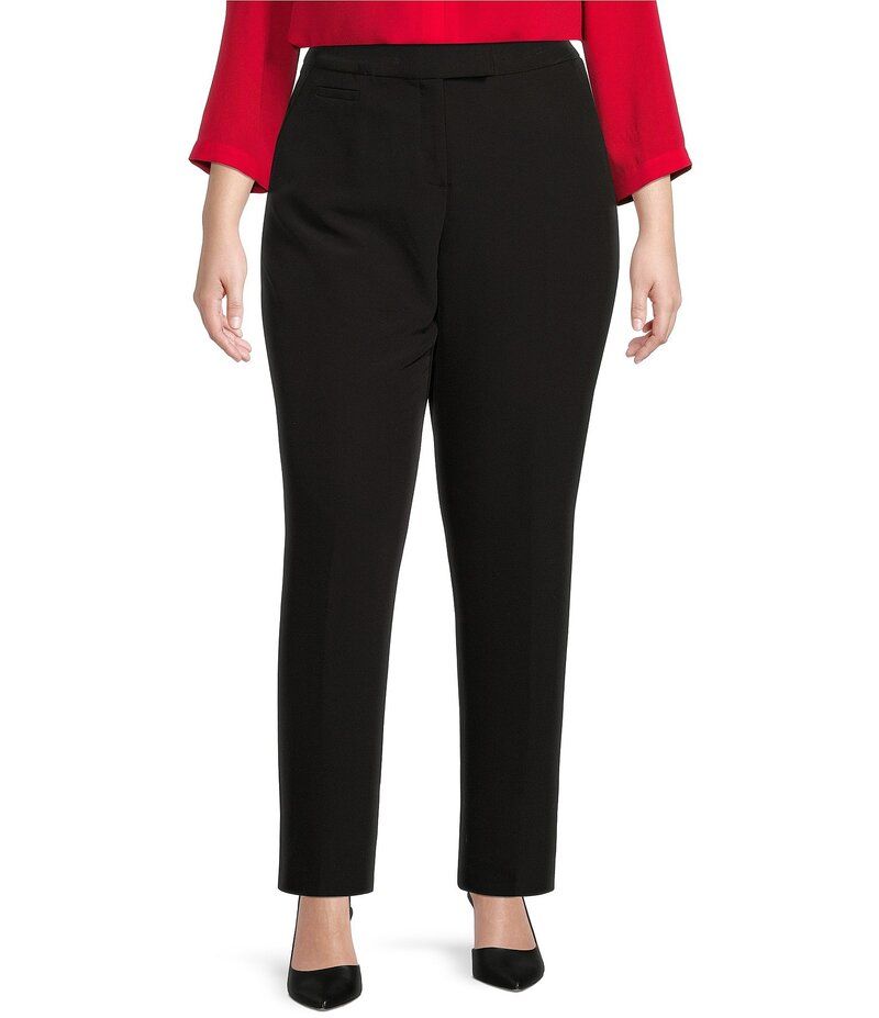 インベストメンツ レディース ボトムス カジュアルパンツ ストレート プラスサイズ パンツ Investments Plus Size the 5TH AVE fit Straight Leg Pants Black ブラック