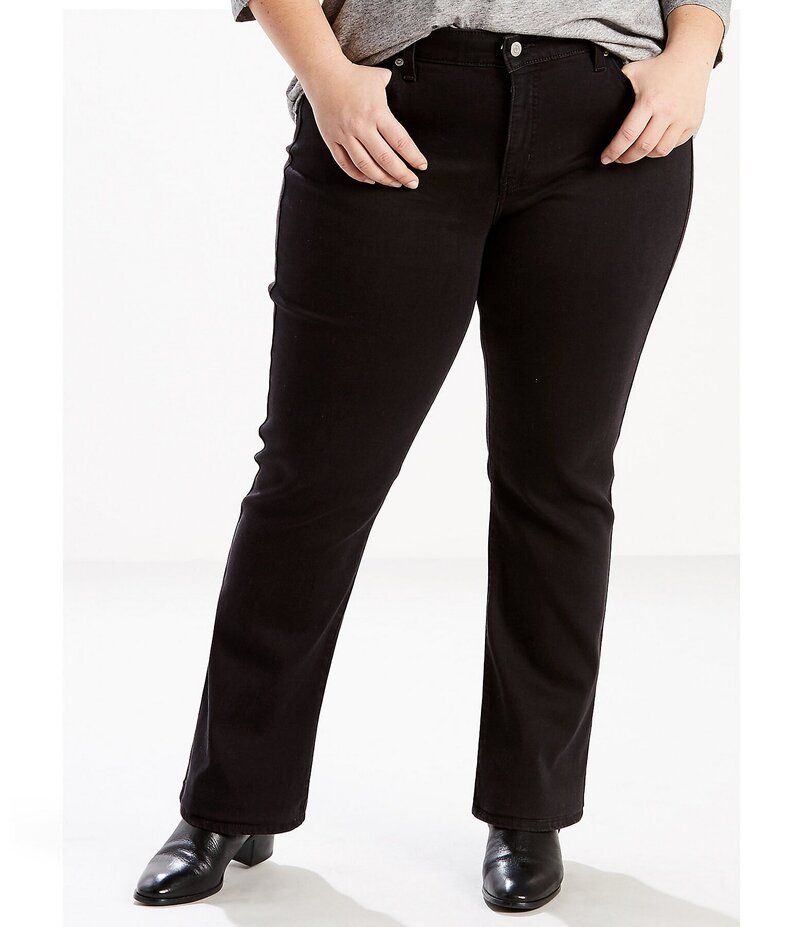 リーバイス レディース ボトムス デニムパンツ ストレート プラスサイズ デニム ジーンズ LevisR Plus Size 414 Classic Straight Leg Mid Rise Denim Jeans Soft Black ブラック