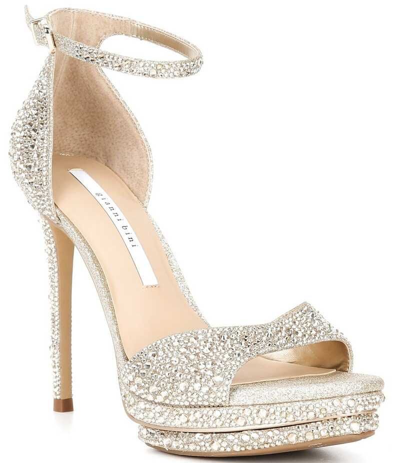 ジャンビニ レディース シューズ サンダル プラットフォーム Gianni Bini Nessie Four Rhinestone Platform Dress Sandals Sand Gold サンド