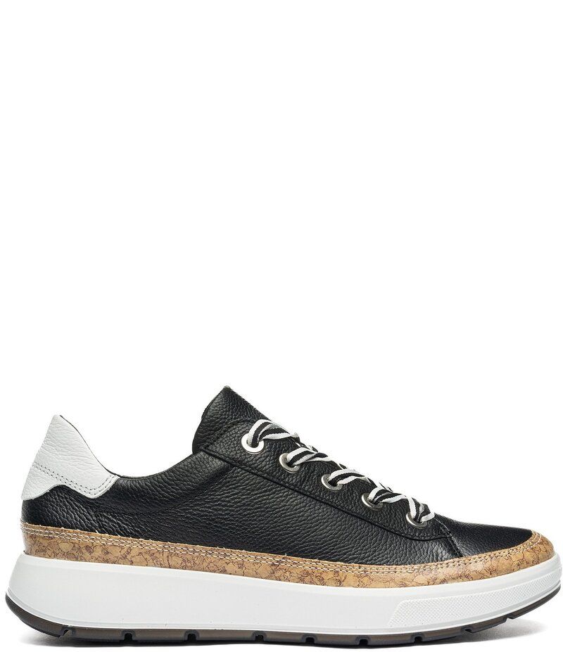 アラ レディース シューズ スニーカー レザー ara Rem Leather Cork Accent Sneakers Black ブラック