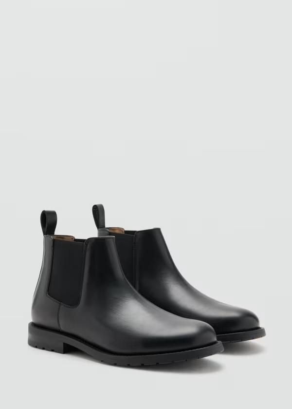 マンゴ メンズ シューズ ブーツ・レインブーツ チェルシーブーツ チェルシー レザー Mango 100 leather Chelsea boots Black ブラック