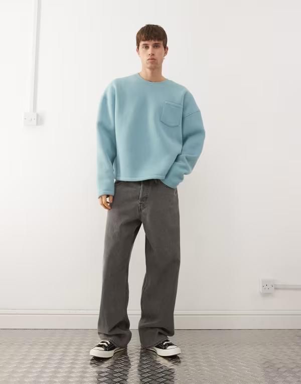 リクレイム ヴィンテージ メンズ アウター パーカー・スウェット シャツ Reclaimed Vintage sweatshirt in washed blue ブルー