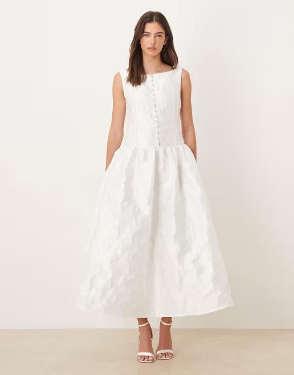 シスタージュン レディース トップス ワンピース マキシ Dream Sister Jane Optimists exclusive Bridal jacquard boat neck faux pearl button up maxi dress IVORY 53,280円