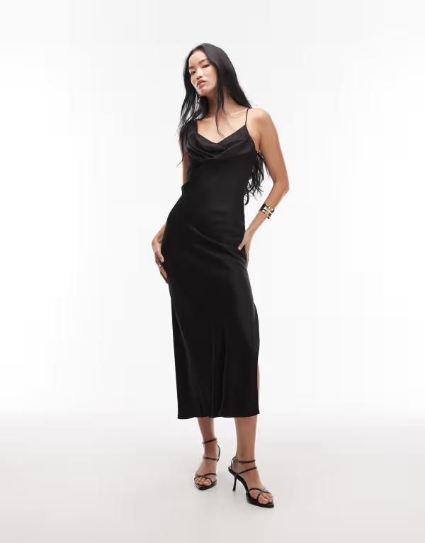 アンドアザーストーリーズ レディース トップス ワンピース アシンメトリー ミディワンピース ミディ Other Stories asymmetric cowl neck midi dress Black ブラック