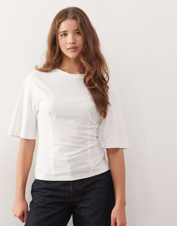モンキ レディース トップス Tシャツ Monki cinched top White ホワイト