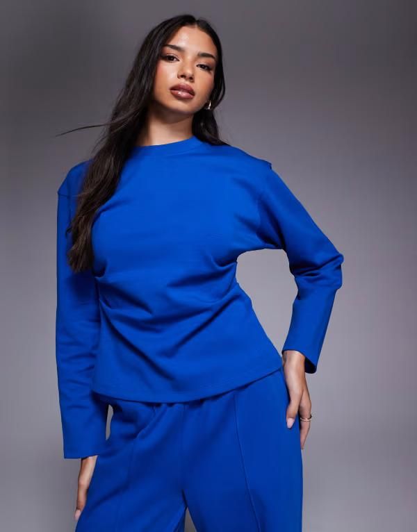 エイソス レディース トップス Tシャツ ASOS DESIGN interlock long sleeve corsetshirt part of a set BLUE ブルー 11,300円