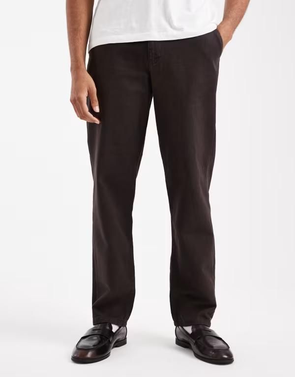 エイソス メンズ ボトムス カジュアルパンツ パンツ ASOS DESIGN straight pants BROWN ブラウン