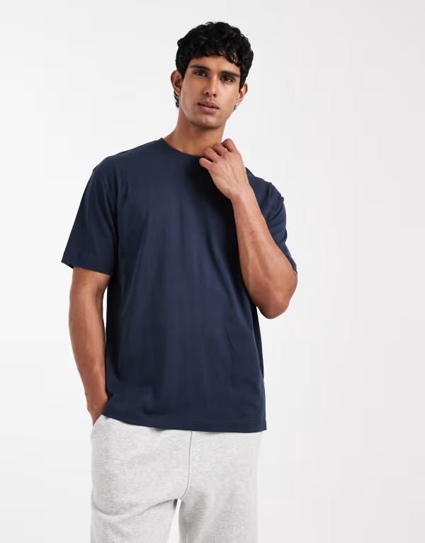 エイソス メンズ トップス Tシャツ コットン ASOS DESIGN Premium SUPIMA Cotton relaxed tshirt Sky captain ネイビー