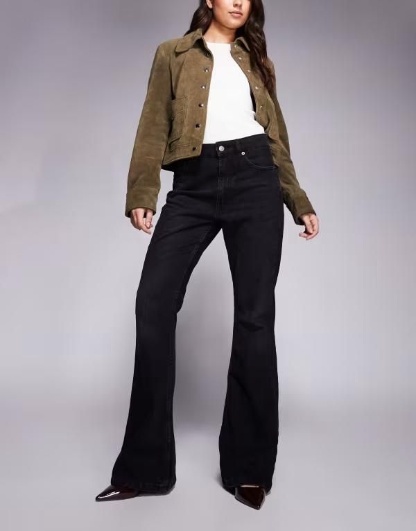 エイソス レディース ボトムス デニムパンツ ジーンズ ASOS DESIGN 90s flare jeans in washed WASHED BLACK ブラック