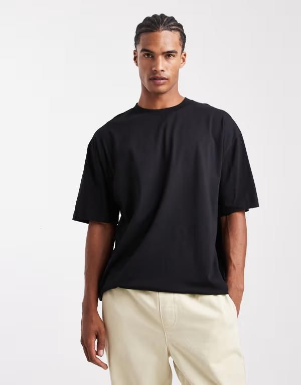 エイソス メンズ トップス Tシャツ ASOS DESIGN essentials oversized Tshirt Black ブラック