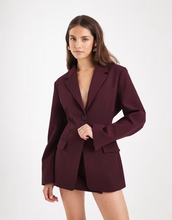 エイソス レディース アウター ジャケット・ブルゾン ブレザー ASOS DESIGN cinch waist blazer in plum Plum プラム