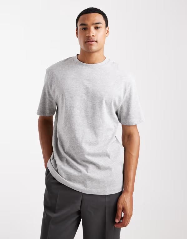 エイソス メンズ トップス Tシャツ ASOS DESIGN heavyweight relaxed tshirt heather Gray Heather グレー