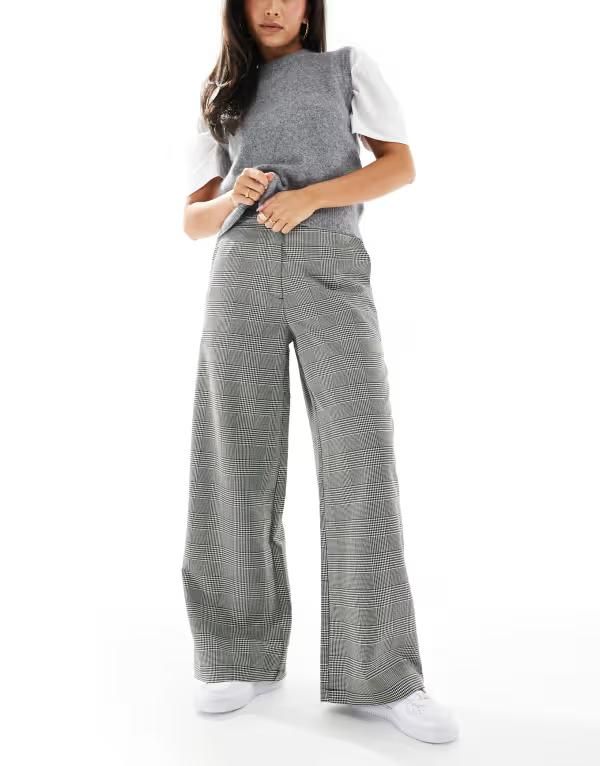 エイソス レディース ボトムス カジュアルパンツ ストレート パンツ ASOS DESIGN tailored relaxed straight leg pants in mono dogtooth Mono Dogtooth 10,715円