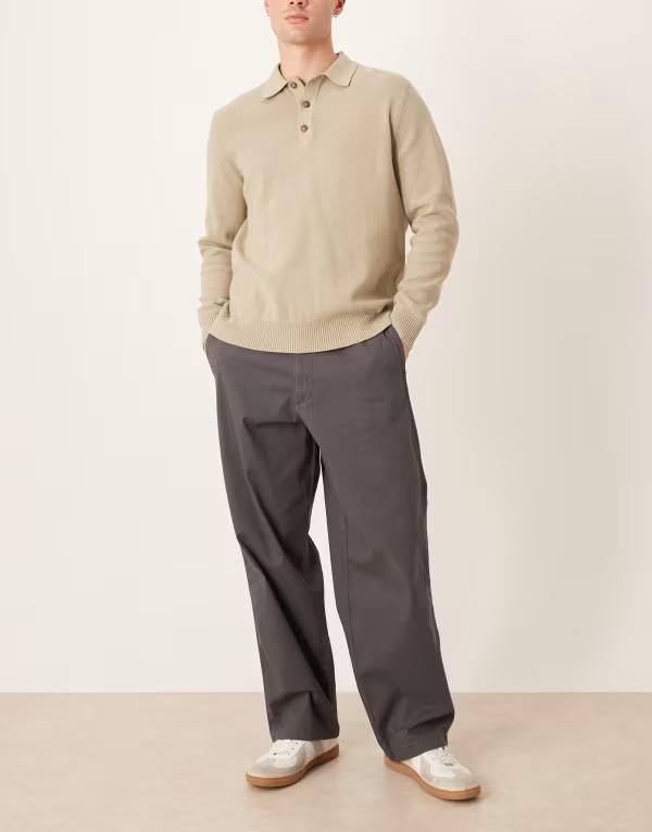 エイソス メンズ ボトムス カジュアルパンツ ASOS DESIGN loose straight chinos in charcoal CHARCOAL チャコール