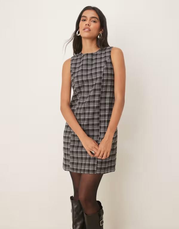 スリードベア レディース トップス ワンピース ミニワンピース プリント ミニ ノースリーブ Threadbare sleeveless mini dress with check print and Multi マルチカラー