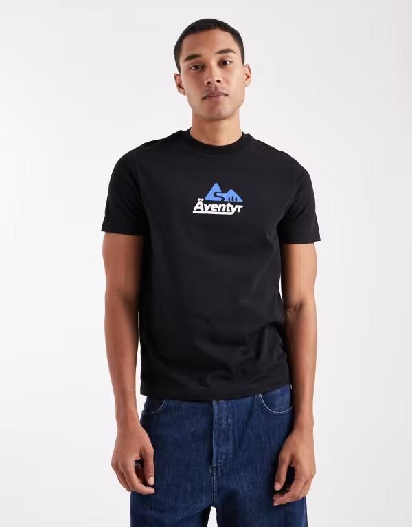 エイソス メンズ トップス Tシャツ グラフィック ASOS DESIGN tshirt with text graphic Black ブラック