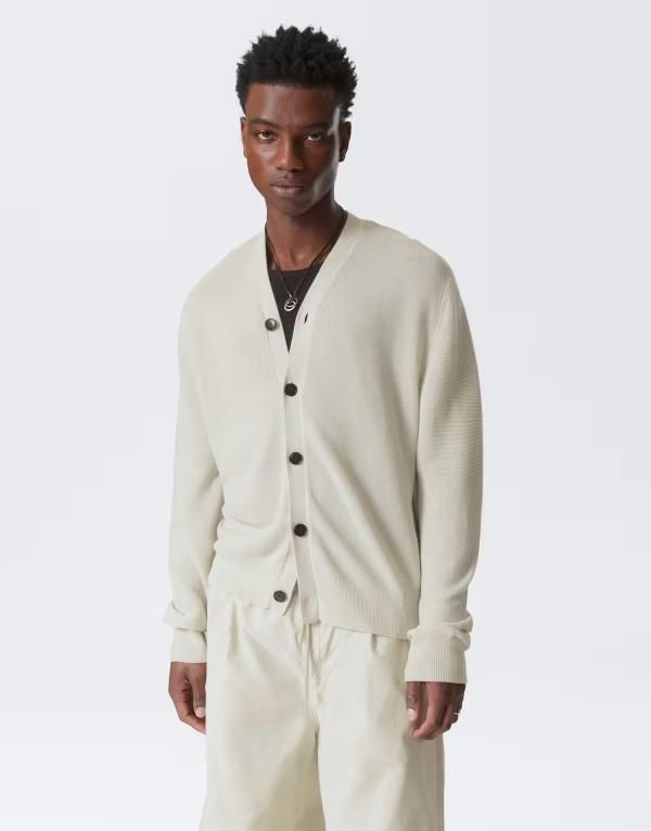 ウィークデイ メンズ アウター カーディガン Weekday cardigan in offwhite Offwhite オフホワイト