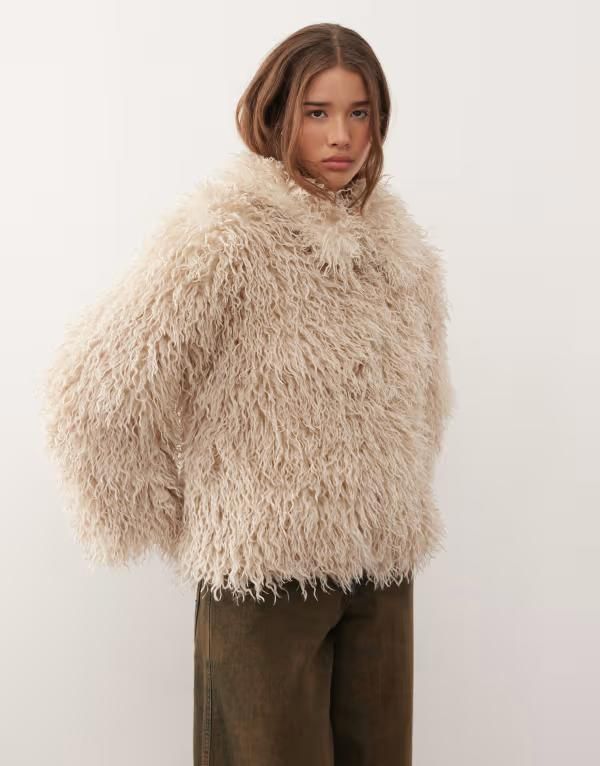 リクレイム ヴィンテージ レディース アウター コート ジャケット Reclaimed Vintage mongolian faux fur jacket White ホワイト