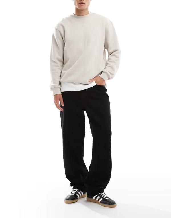 オンリーアンドサンズ メンズ ボトムス デニムパンツ ジーンズ ONLY SONS Five baggy fit jeans in washed Washed Black ブラック