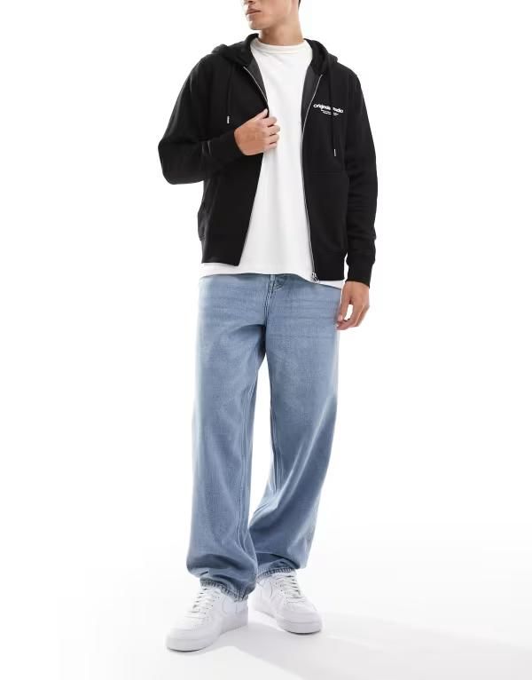オンリーアンドサンズ メンズ ボトムス デニムパンツ デニム ジーンズ ONLY SONS Five baggy fit jeans in light blue denim Light Blue Denim デニム