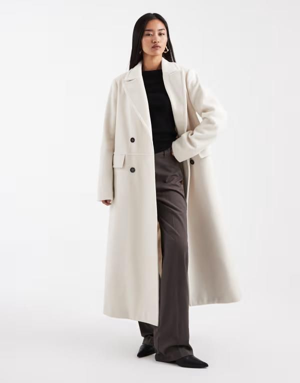 フォースレックレス レディース アウター コート 4th Reckless longline structured formal coat in cream CREAM クリーム