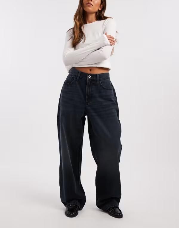 コルージョン レディース ボトムス デニムパンツ ジーンズ COLLUSION antifit mid rise jeans in dark DARK NAVY ネイビー