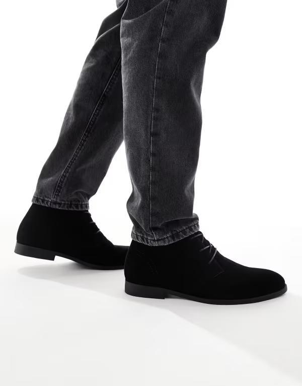 エイソス メンズ シューズ ブーツ・レインブーツ レース ASOS DESIGN lace up chukka boots Black ブラック