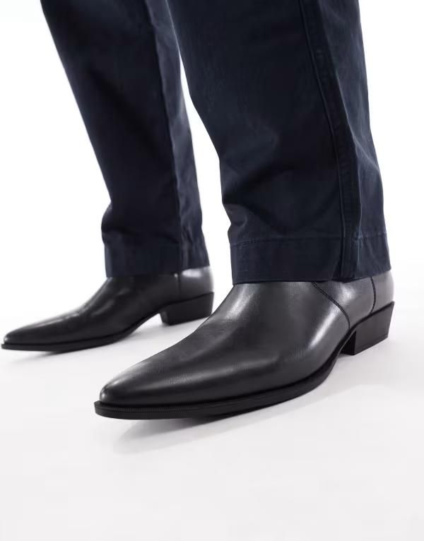 エイソス メンズ シューズ ブーツ・レインブーツ チェルシーブーツ チェルシー ブーツ ヒール ASOS DESIGN Chelsea boots with Cuban heel Black ブラック