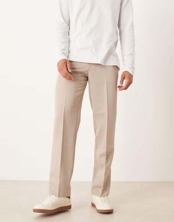 エイソス メンズ ボトムス カジュアルパンツ ストレート パンツ ASOS DESIGN dressy straight leg pants in stone STONE ストーン