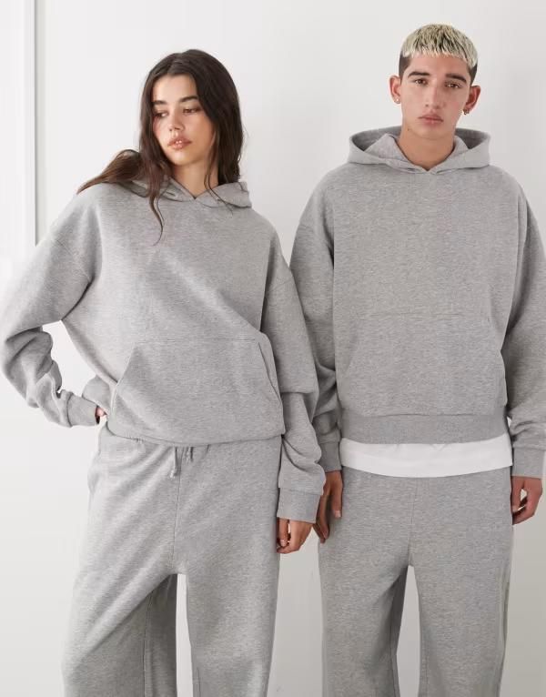 リクレイム ヴィンテージ レディース アウター パーカー・スウェット パーカー Reclaimed Vintage unisex heavyweight boxy hoodie heather Gray グレー