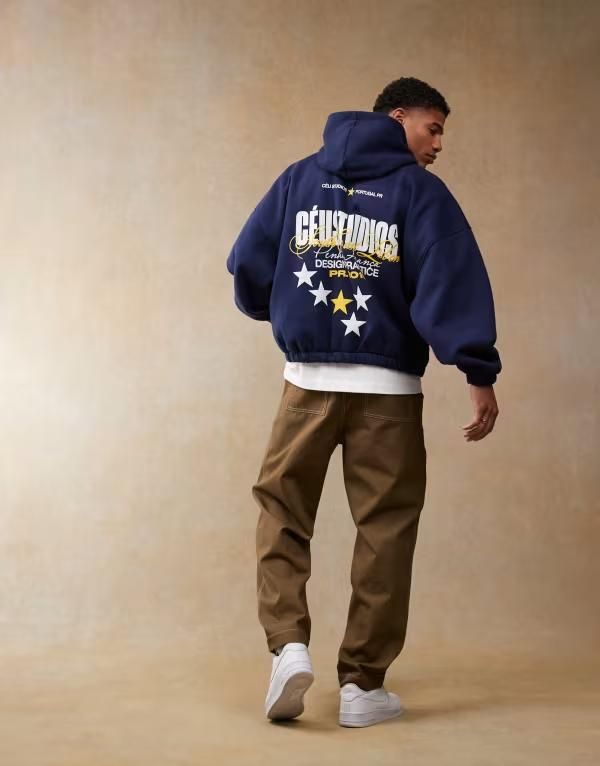 エイソス メンズ アウター パーカー・スウェット プリント パーカー ASOS DESIGN extreme oversized hoodie with back print BLUE ブルー
