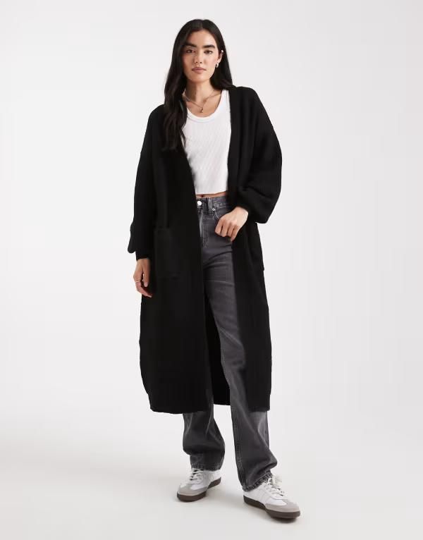 ミスセルフフリッジ レディース アウター カーディガン マキシ Miss Selfridge maxi cardigan Black ブラック