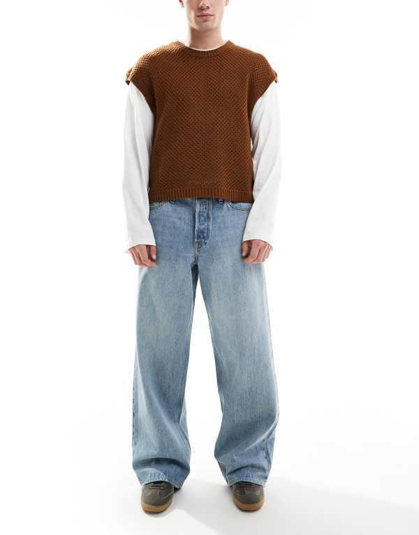 ジャック アンド ジョーンズ メンズ ボトムス デニムパンツ ジーンズ Jack Jones Dave wide fit jeans in light Blue Denim デニム