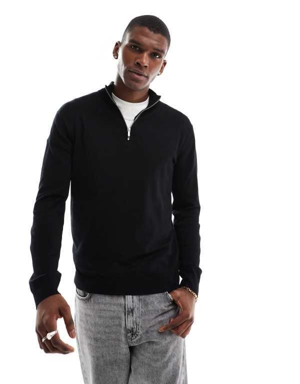 オンリーアンドサンズ メンズ アウター ニット・セーター セーター ONLY SONS 14 zip sweater Black ブラック
