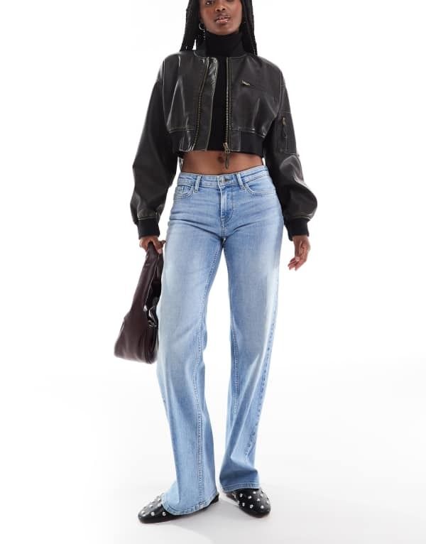 オンリー レディース ボトムス デニムパンツ ワイドレッグ ローライズ ジーンズ ONLY Judy low rise wide leg jeans in light blue wash Light Blue Denim デニム