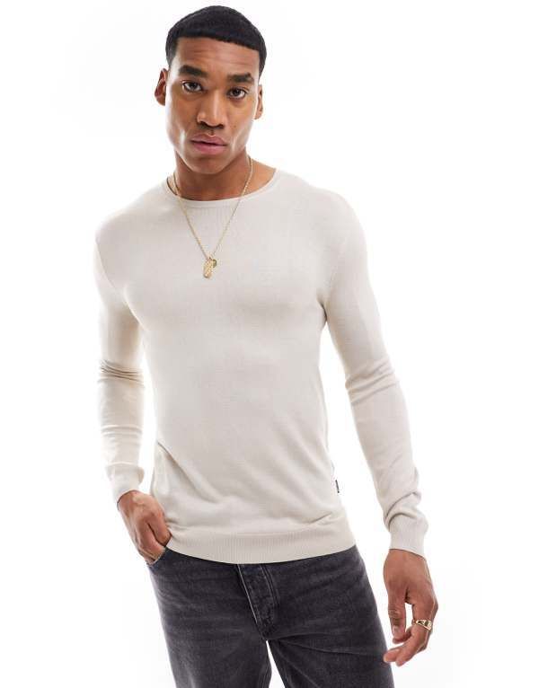 オンリーアンドサンズ メンズ アウター ニット・セーター クルーネック セーター Only Sons crewneck sweater Silver Lining シルバー