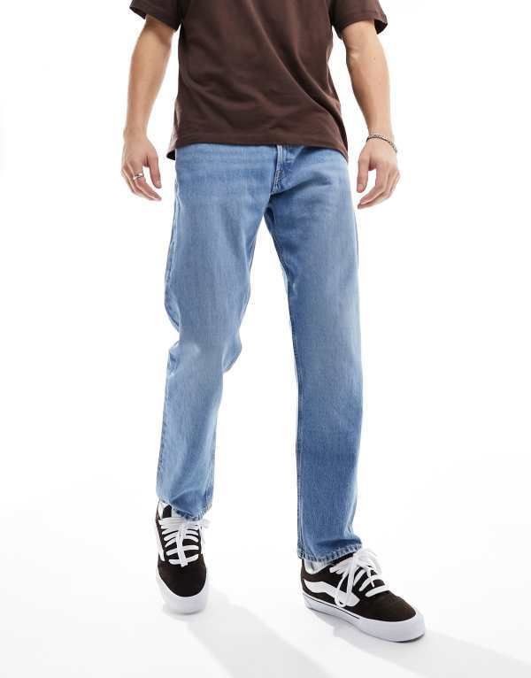 ジャック アンド ジョーンズ メンズ ボトムス デニムパンツ ジーンズ Jack Jones Chris straight fit jeans in mid blue wash Blue Denim デニム