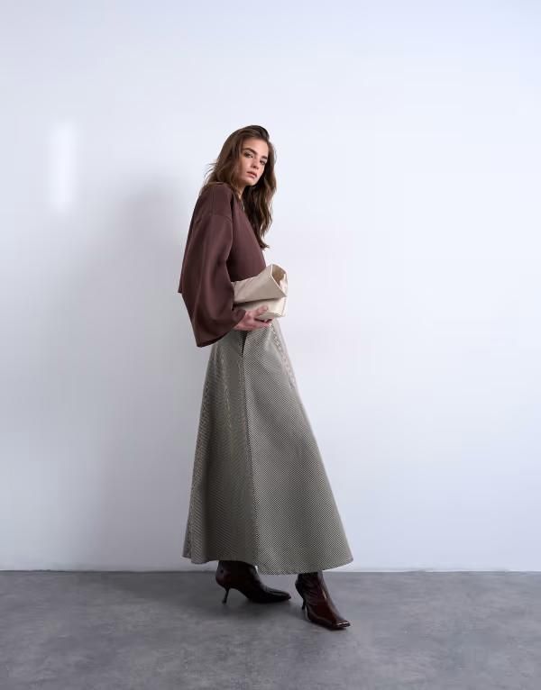 トップショップ レディース ボトムスカート デニム マキシ Topshop denim full circle maxi skirt stripe ストライプ