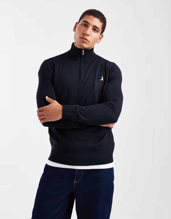 ブレーブソウル メンズ アウター ニット・セーター Brave Soul 14 zip knit sweater NAVY ネイビー